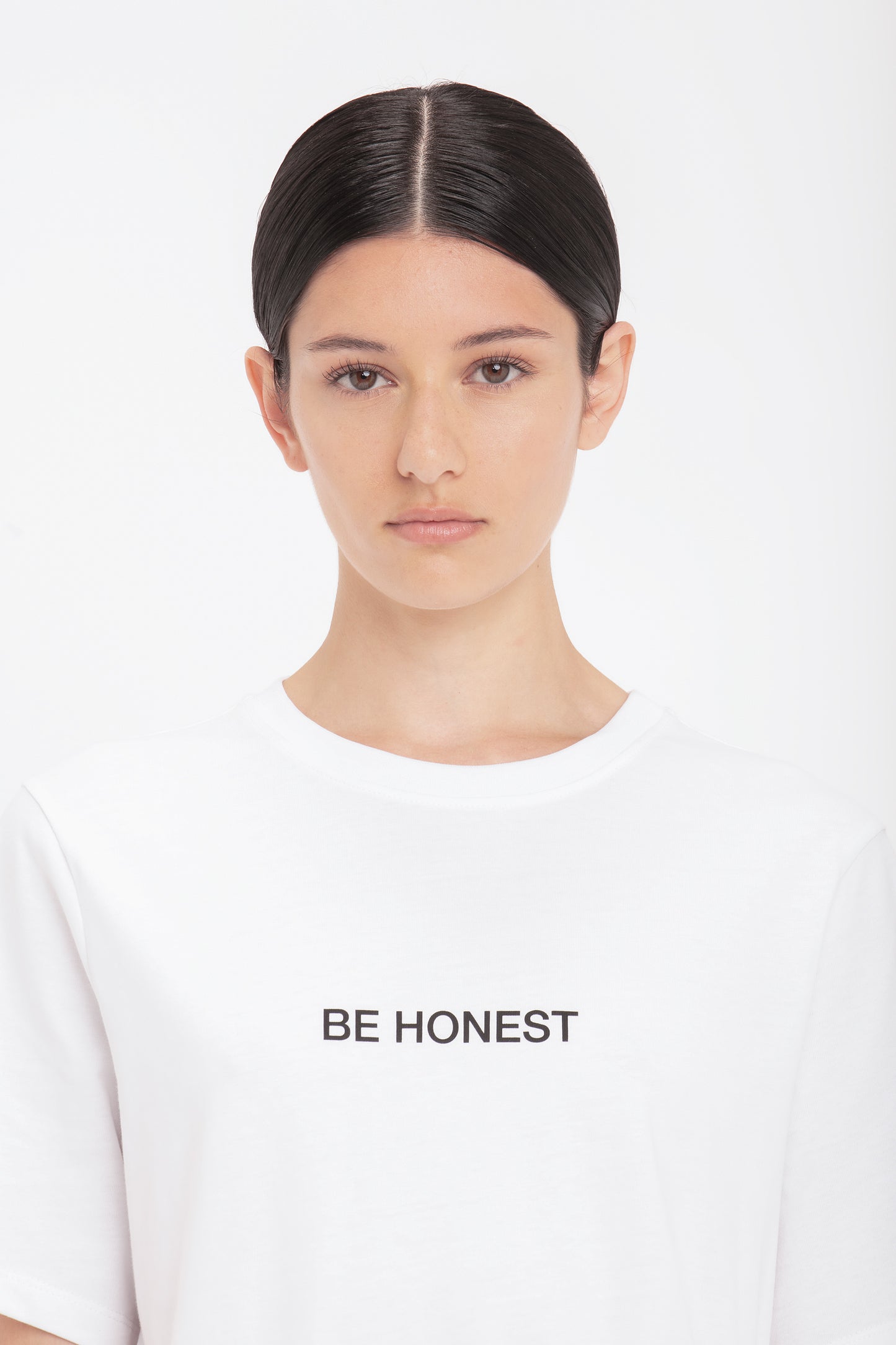 'Be Honest' Slogan T-Shirt In White
