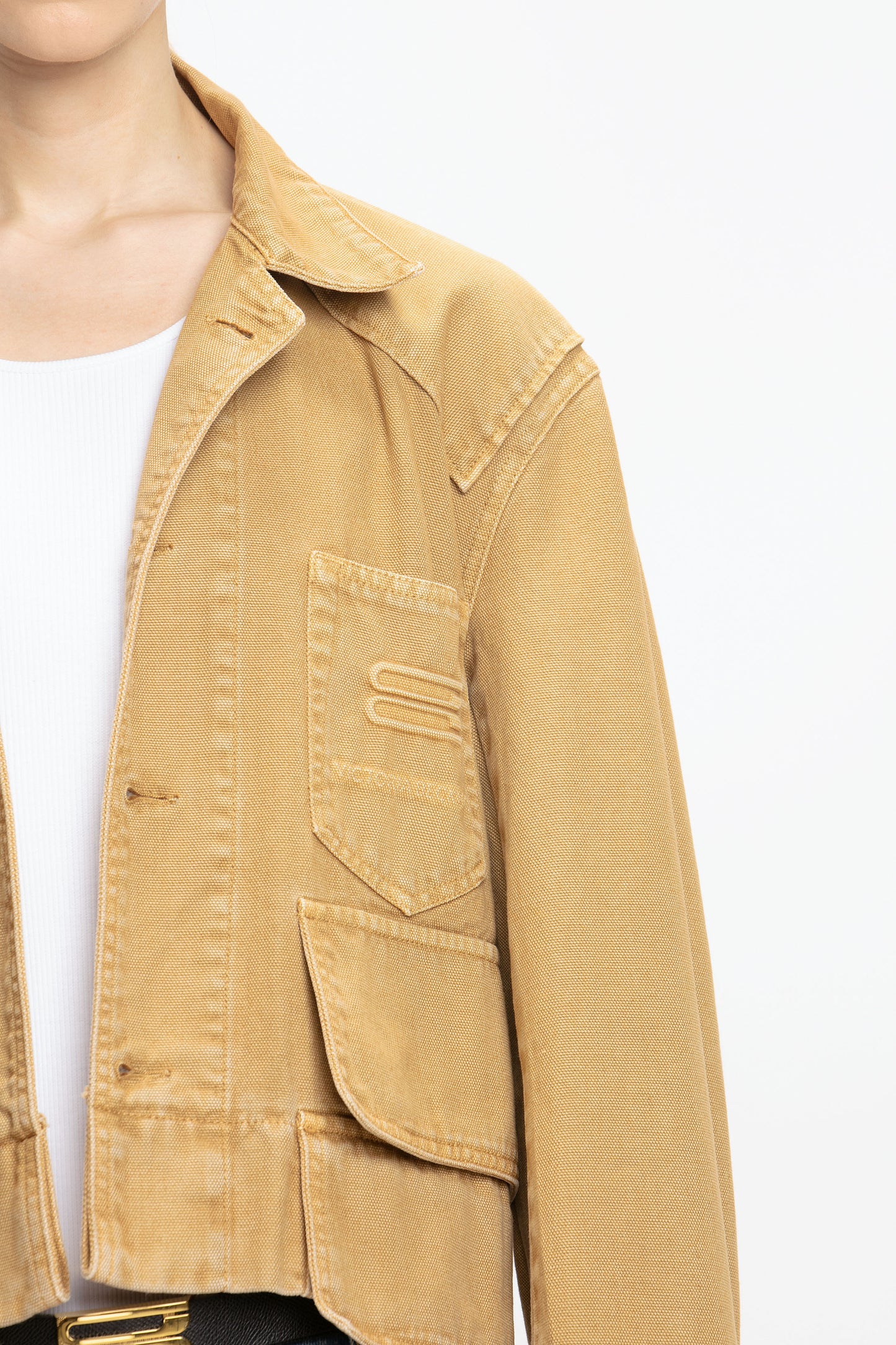 Denim Utility Jacket In Beige