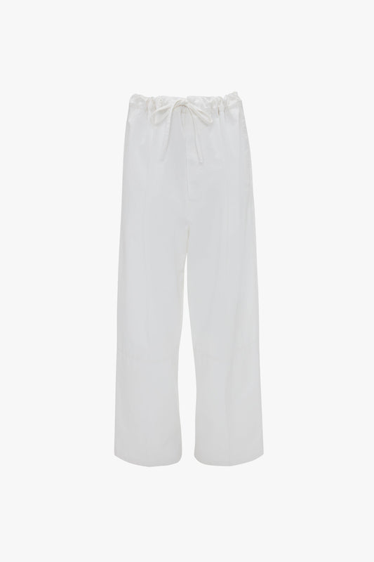 White adjustable Drawstring Pyjama Trouser from Victoria Beckham isolated on a white background.