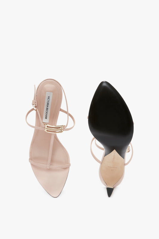 Frame Detail Sandal In Nude Leather