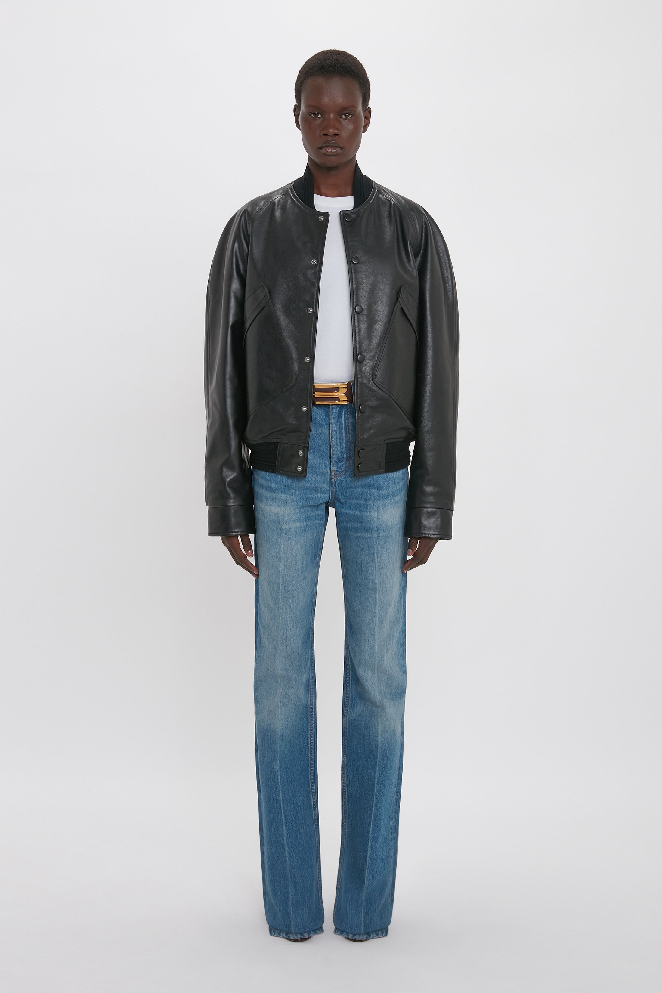 ジャケット Victoria Beckham Jackets Leather Varsity Jacket In Black | Designer Leather Goods