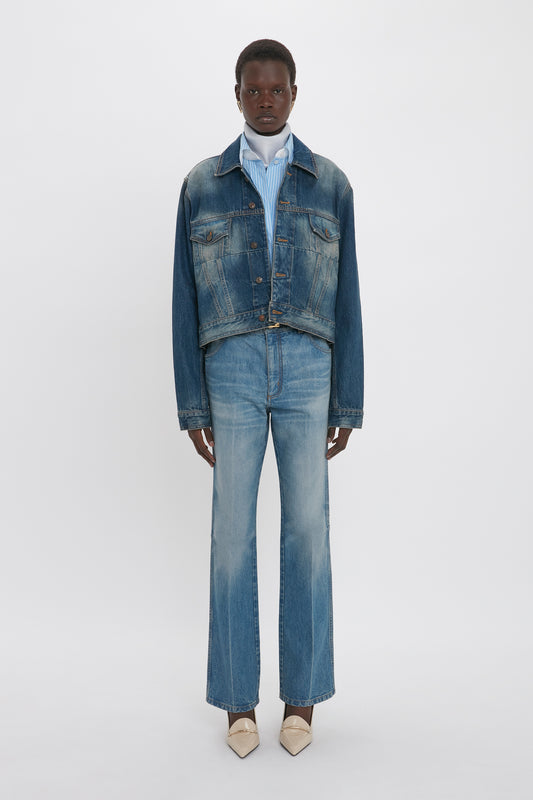 Relaxed Flared Jean In Broken Vintage Wash