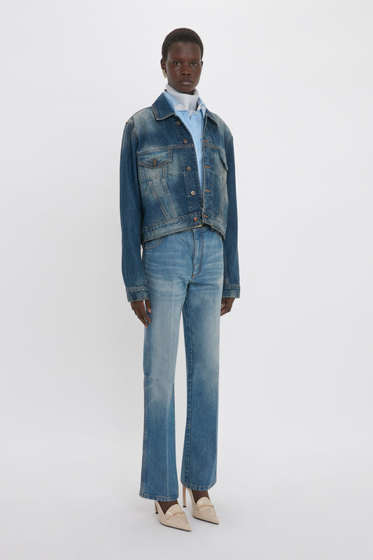 Relaxed Flared Jean In Broken Vintage Wash