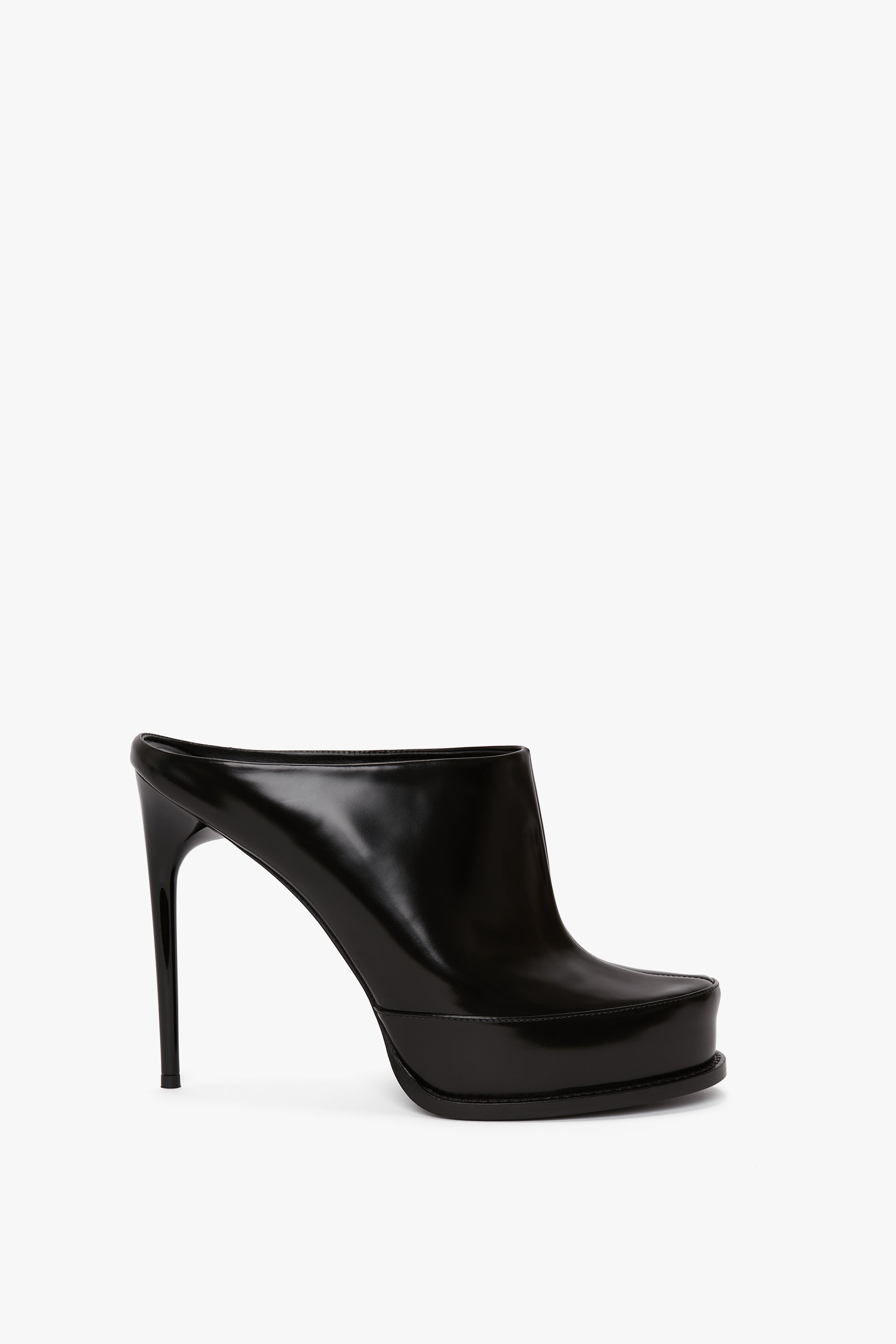 High Heeled Mule In Black Leather Victoria Beckham