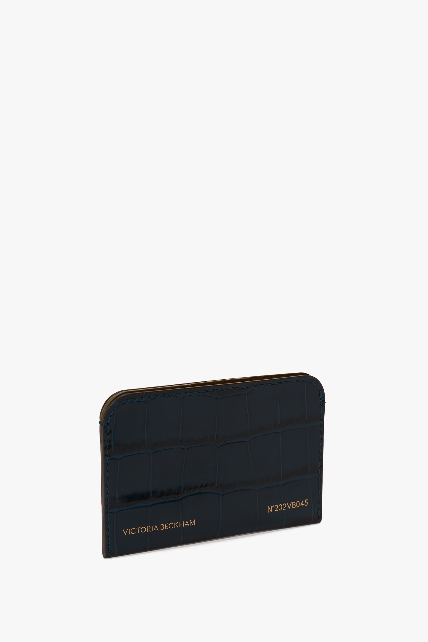 Envelope Card Holder In Midnight Blue Croc Embossed Leather