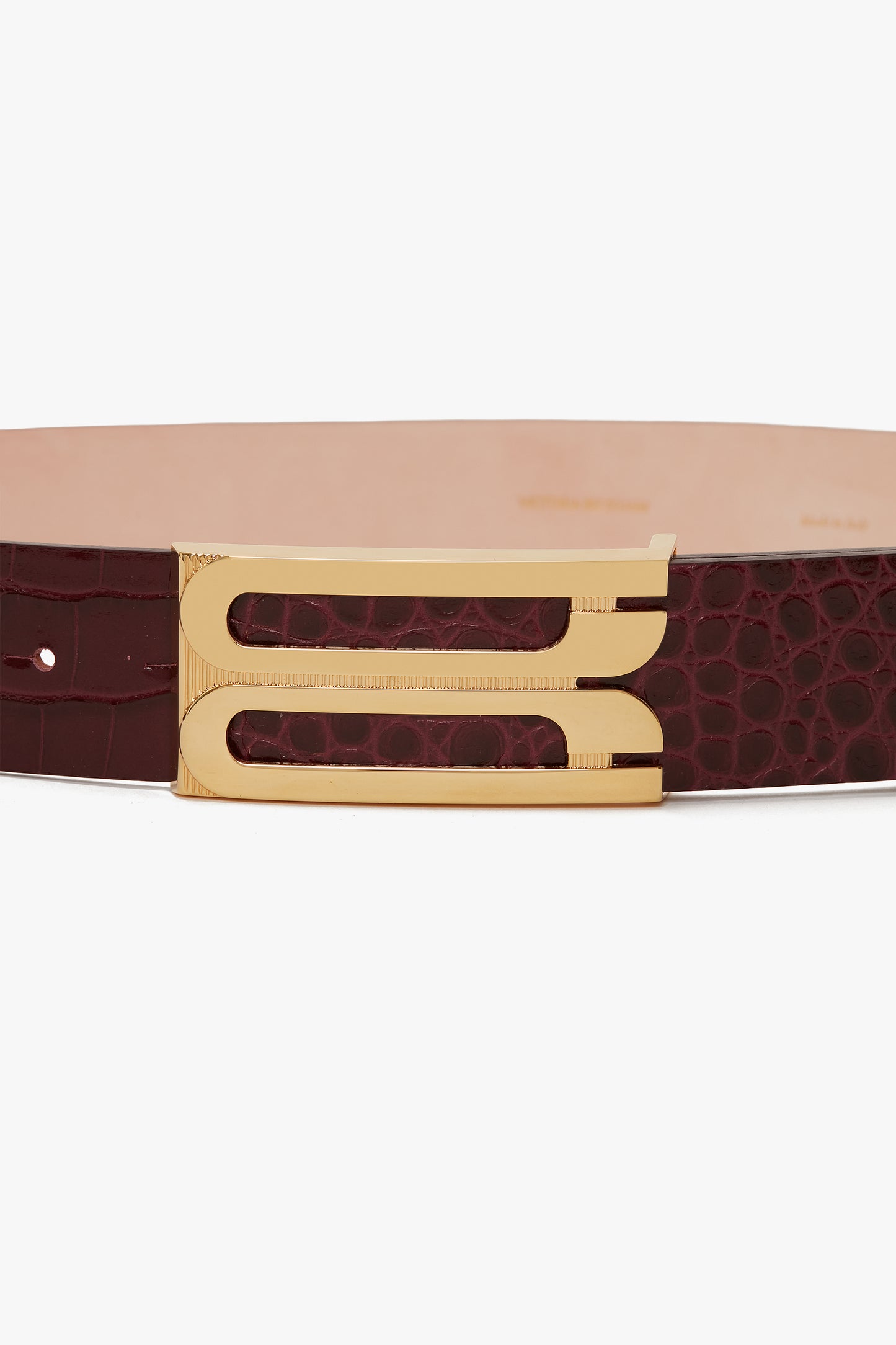 Jumbo Dorian Belt In Burgundy Croc Embossed Calf Leather