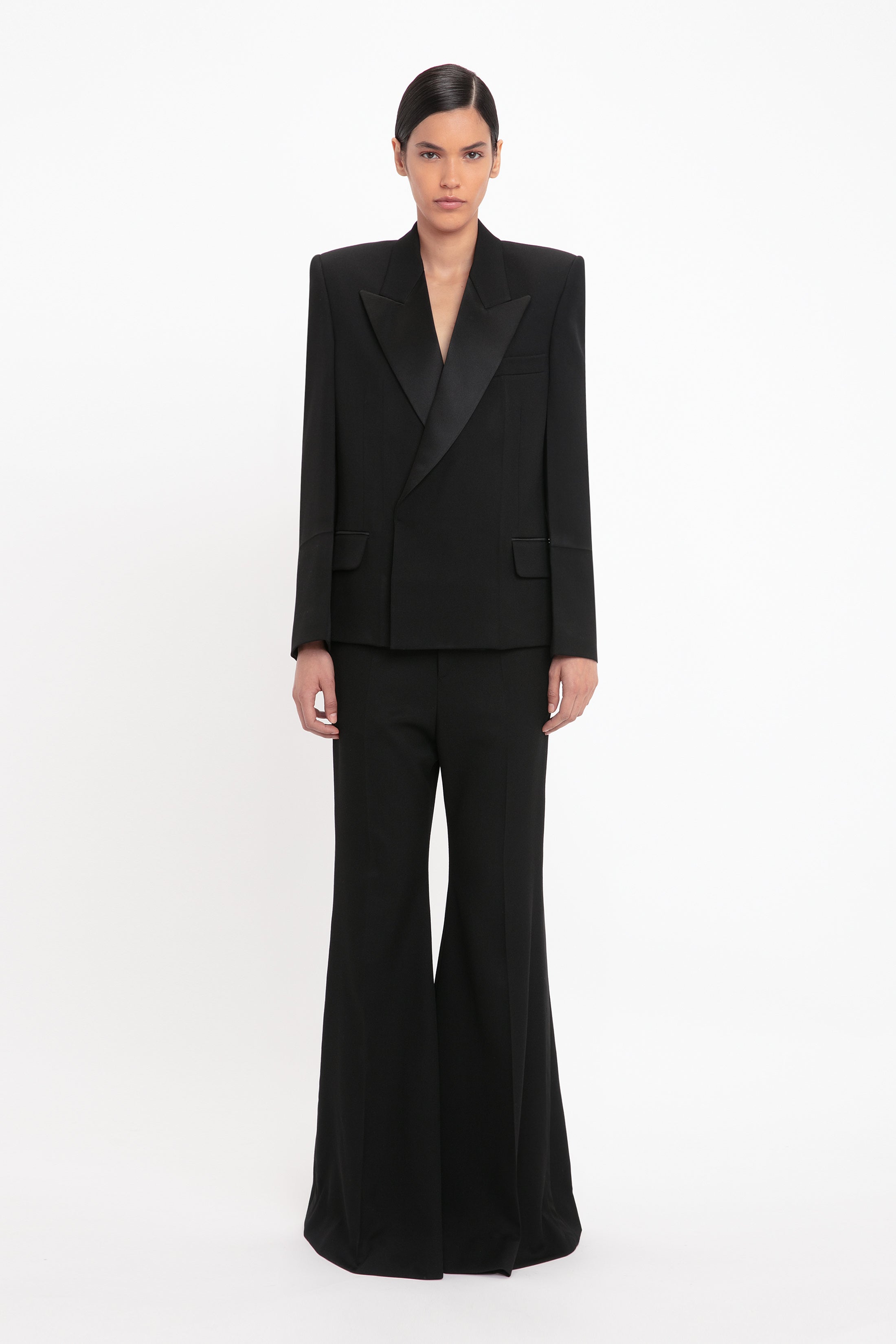パンツ Victoria Beckham 'Side Panel' pants (1424WTR004763I BLACK) Wide Leg Tux Kick Trouser In Black – Victoria Beckham Int