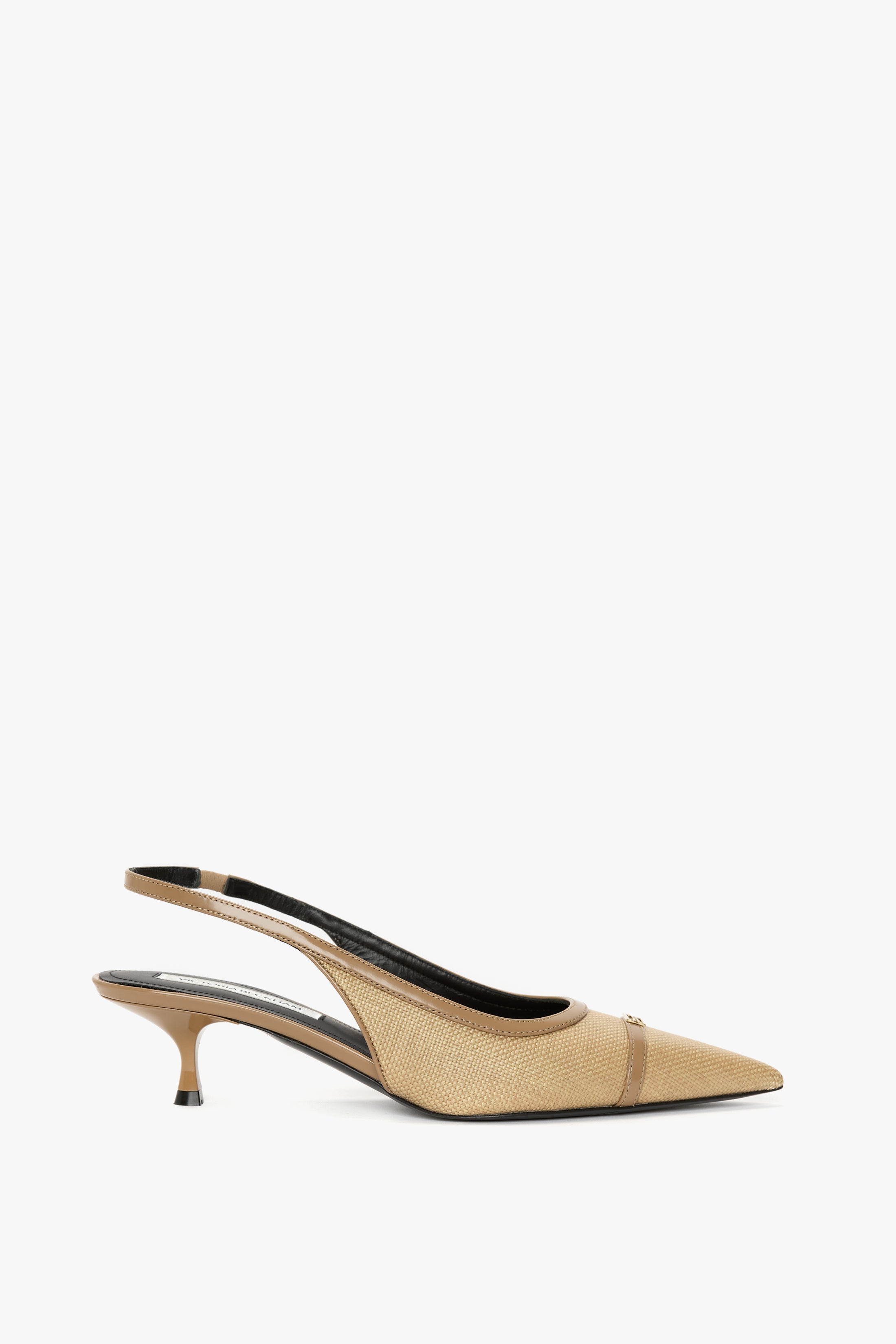 Rafia Slingback Kitten Heel In Light Beige – Victoria Beckham Int