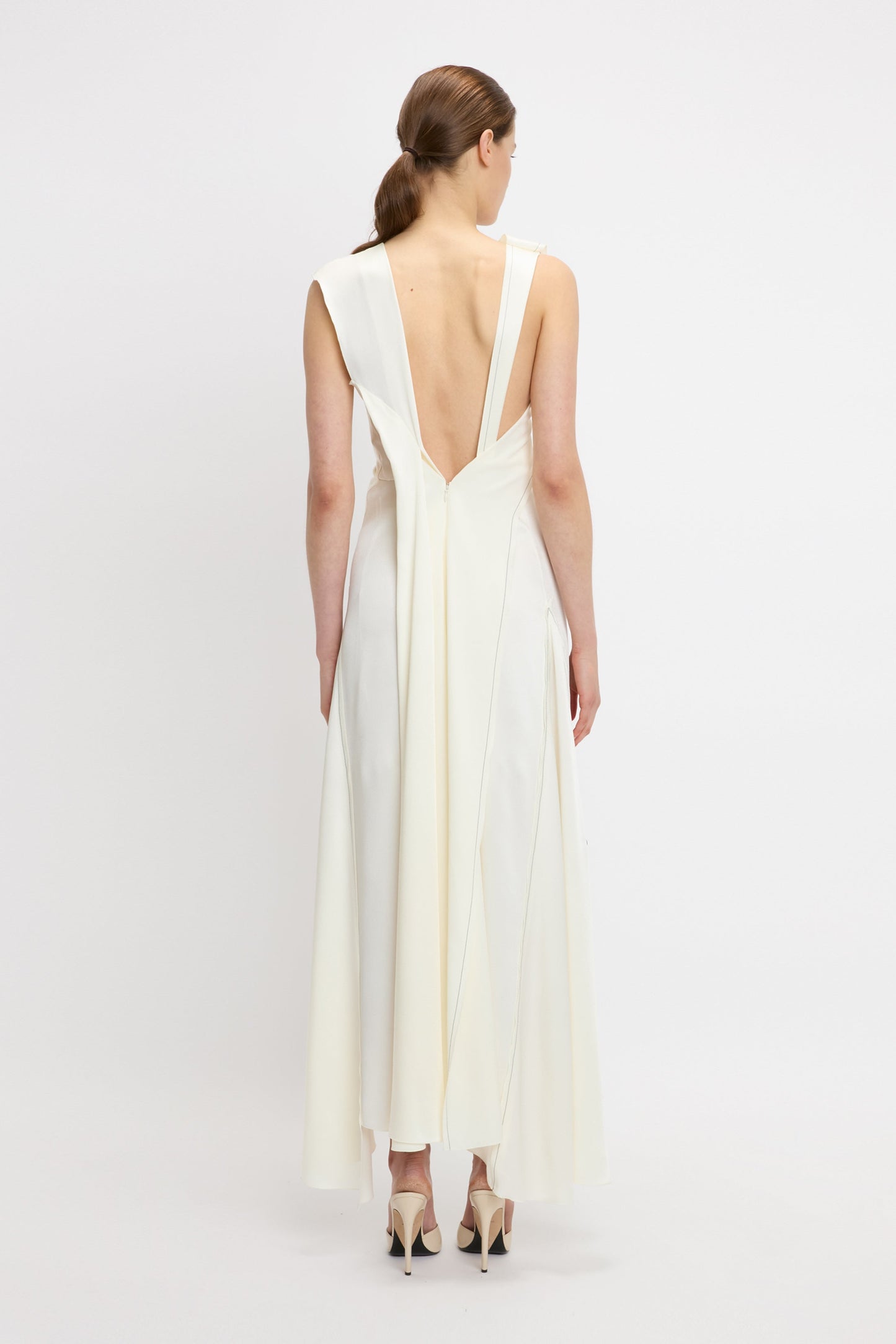 Draped Midi Dress In Ivory