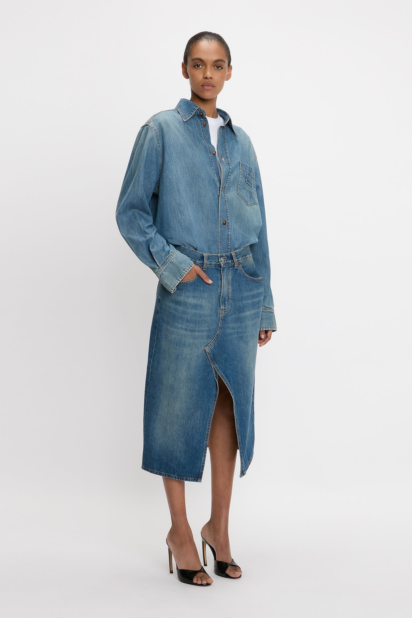 Men's Shirt In Mid Blue