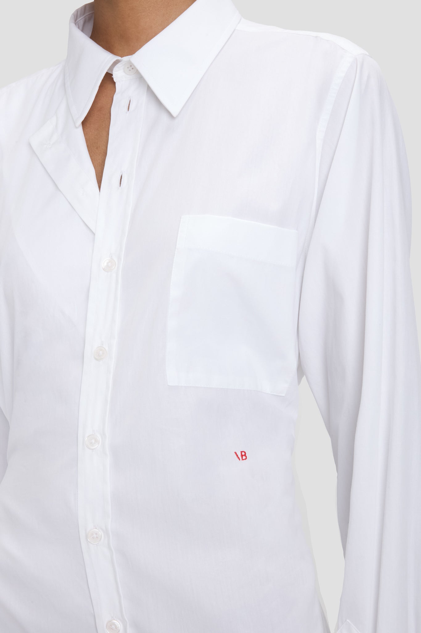 Panelled Shirt Dress In White