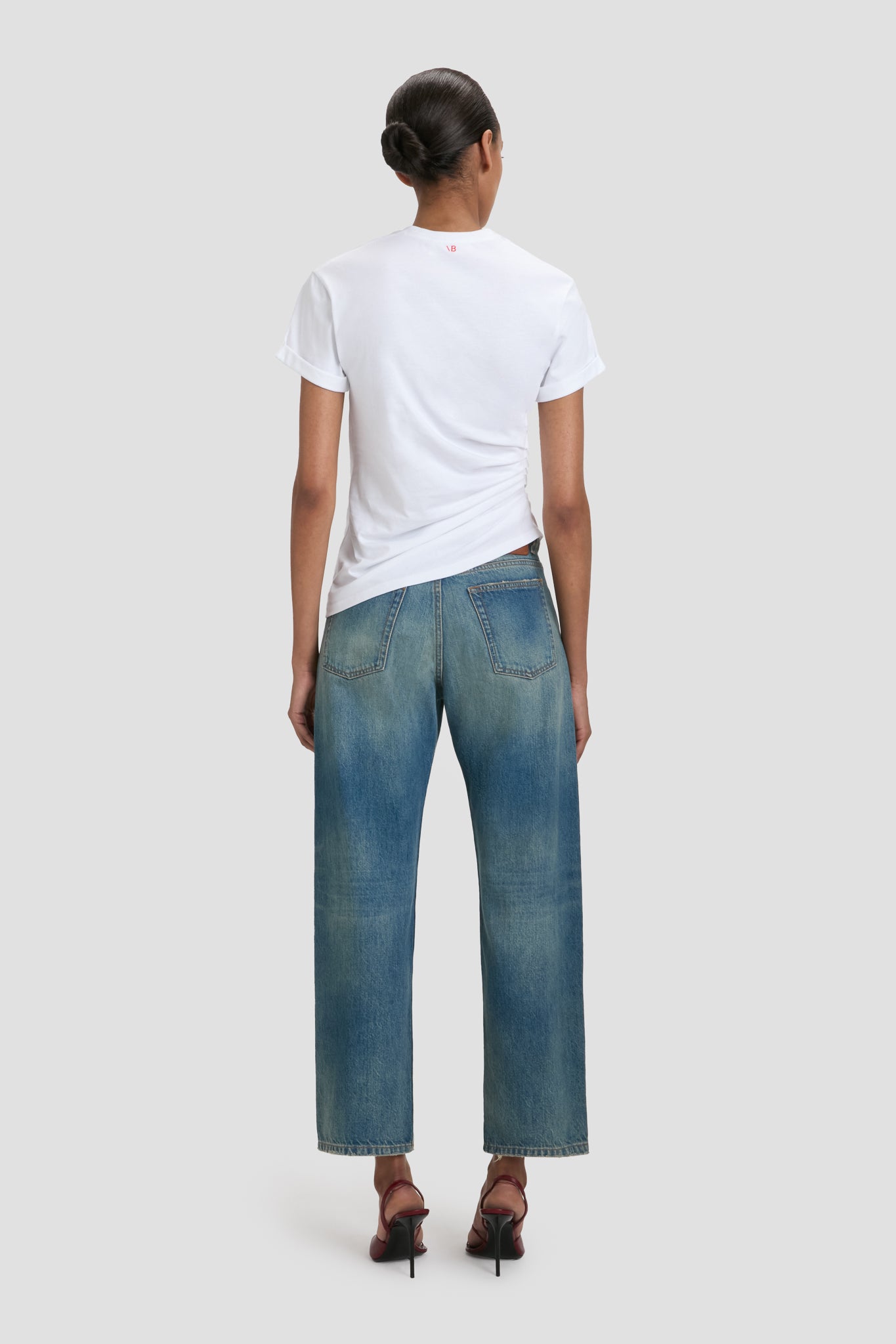 Gathered T-Shirt In White