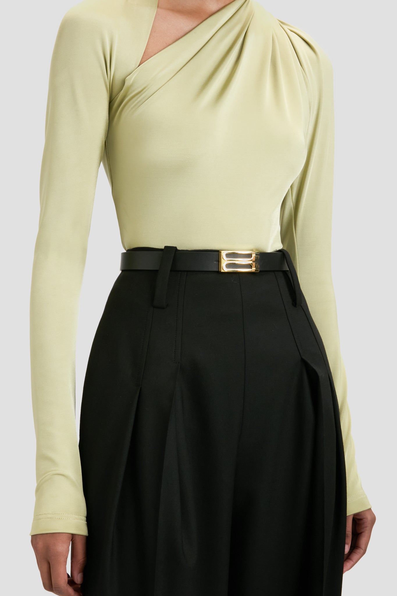 Slash Neck Jersey Top In Pistachio