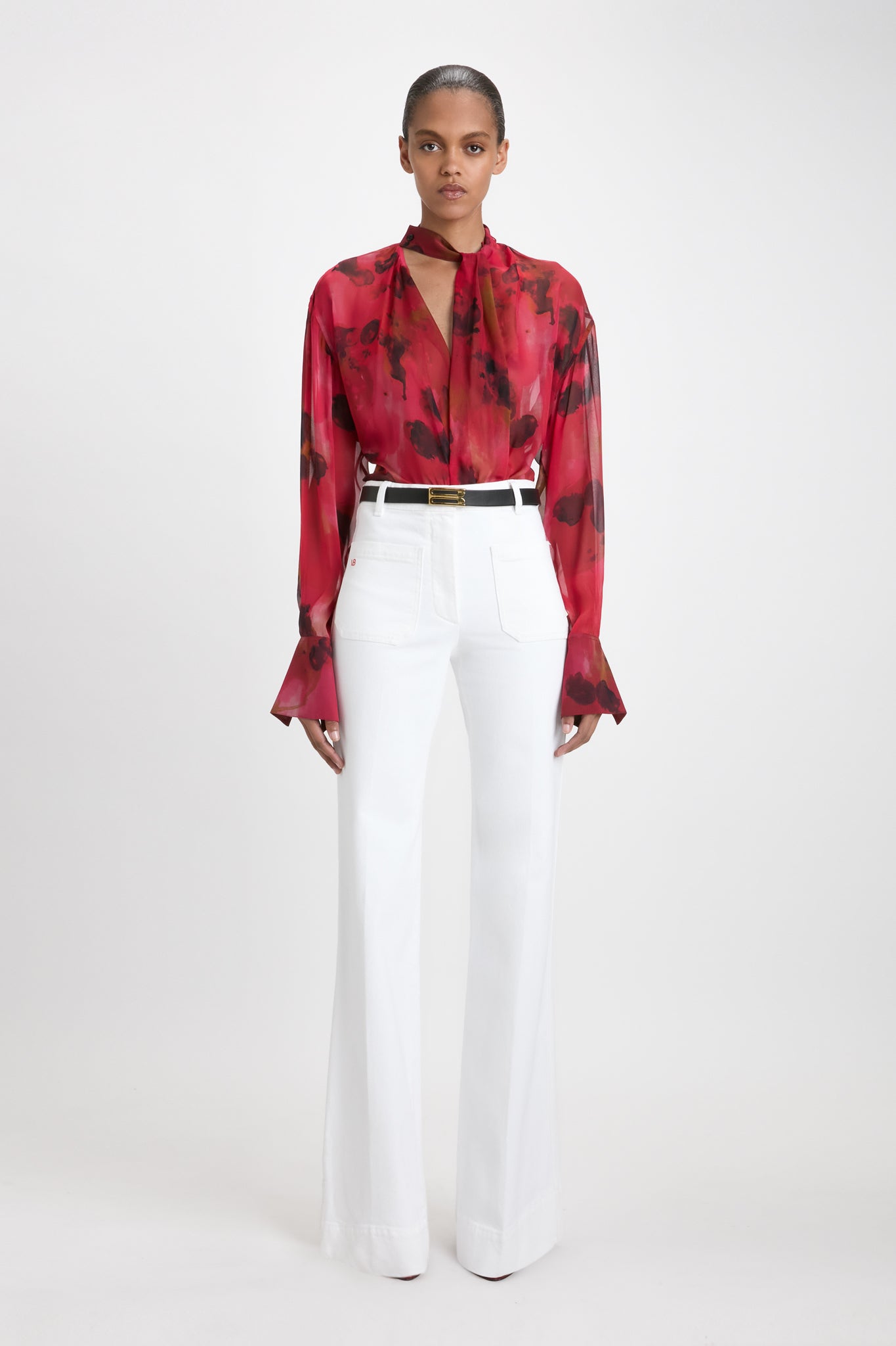 Drape Blouse In Raspberry Floral Print