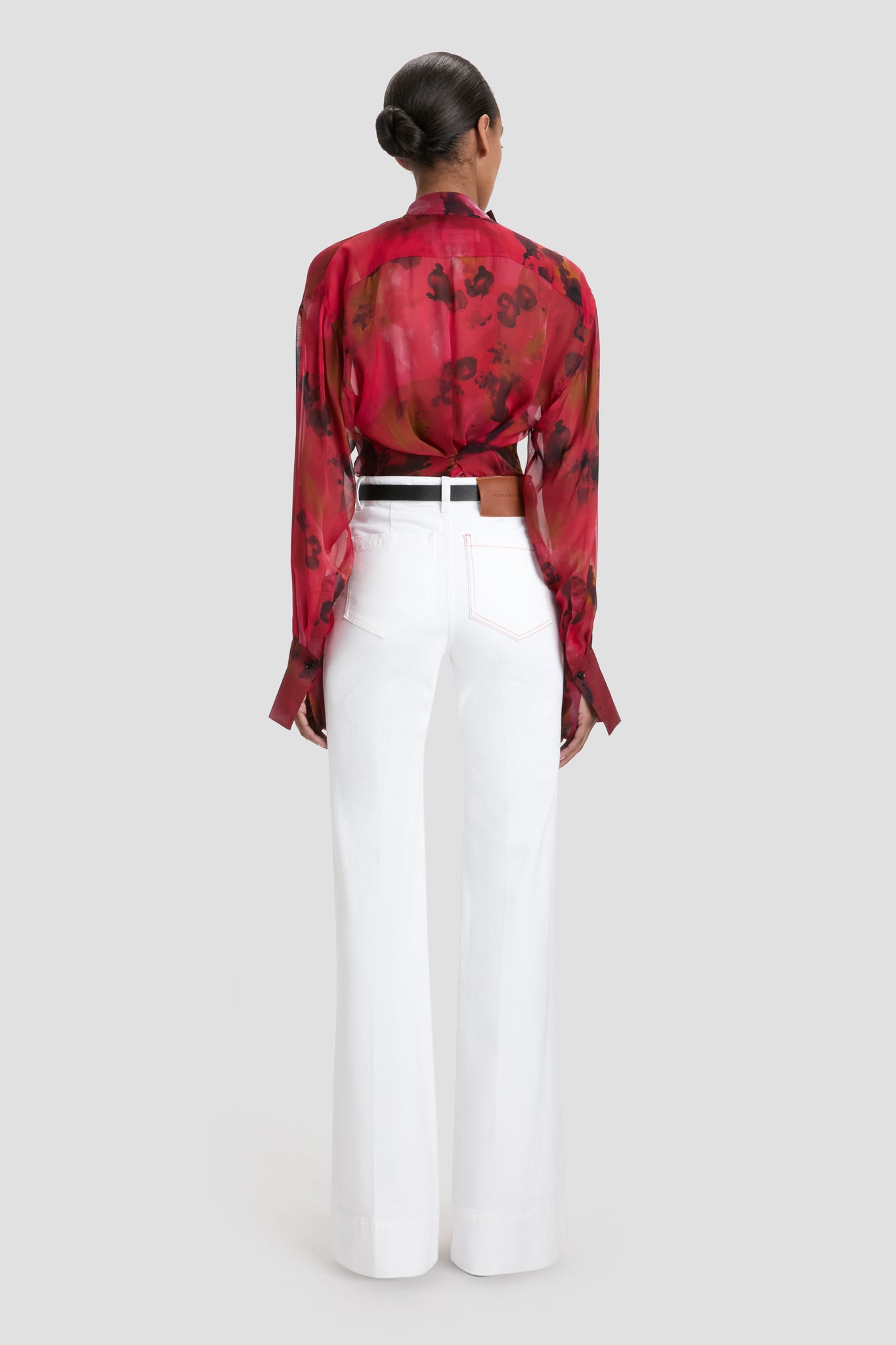 Drape Blouse In Raspberry Floral Print