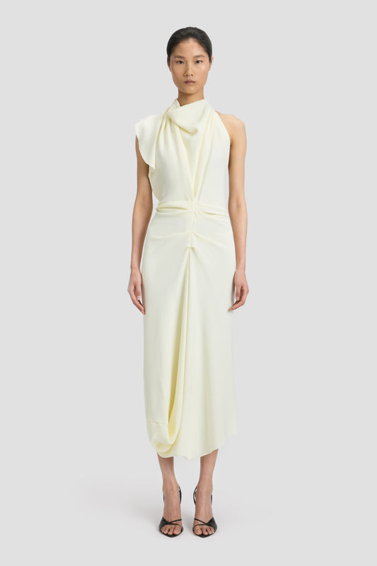 Backless Scarf Midi Dress In Vanilla