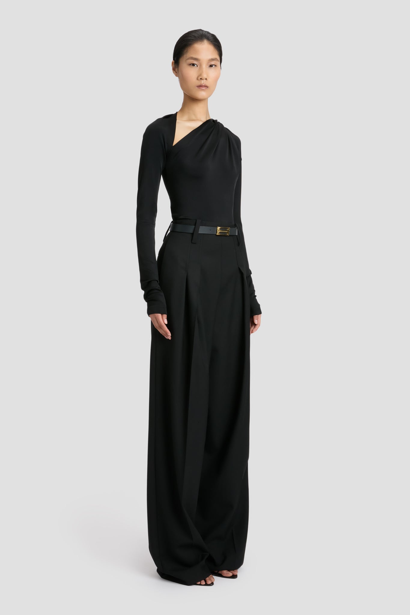 High Waisted Cinched Trouser In Black