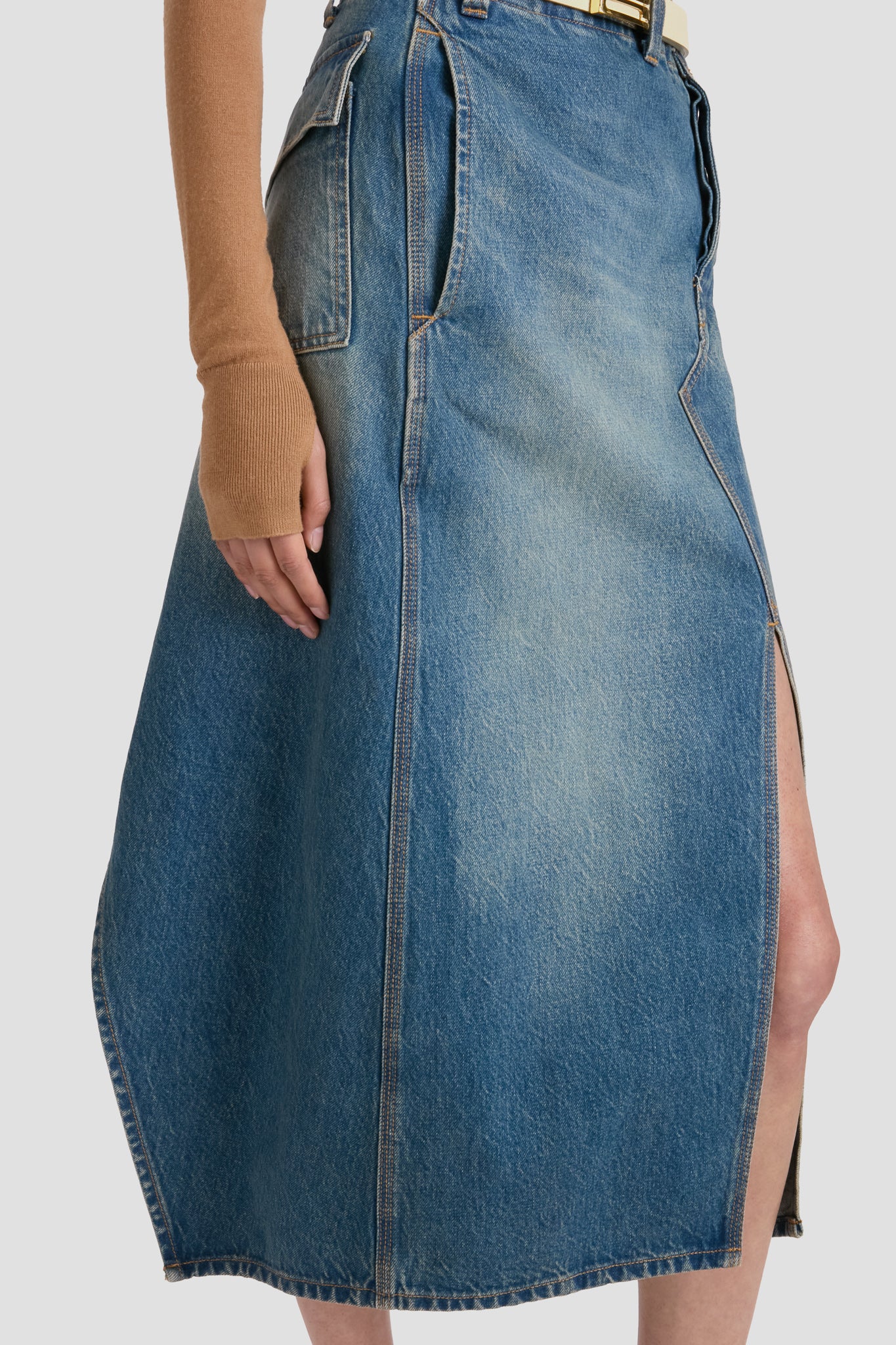 Utility Skirt In Washed Blue