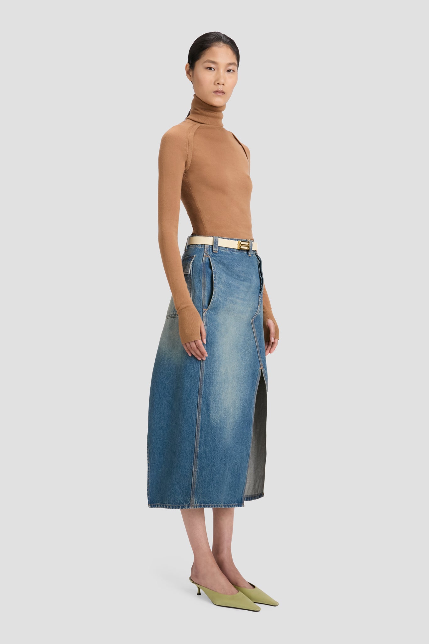 Utility Skirt In Washed Blue
