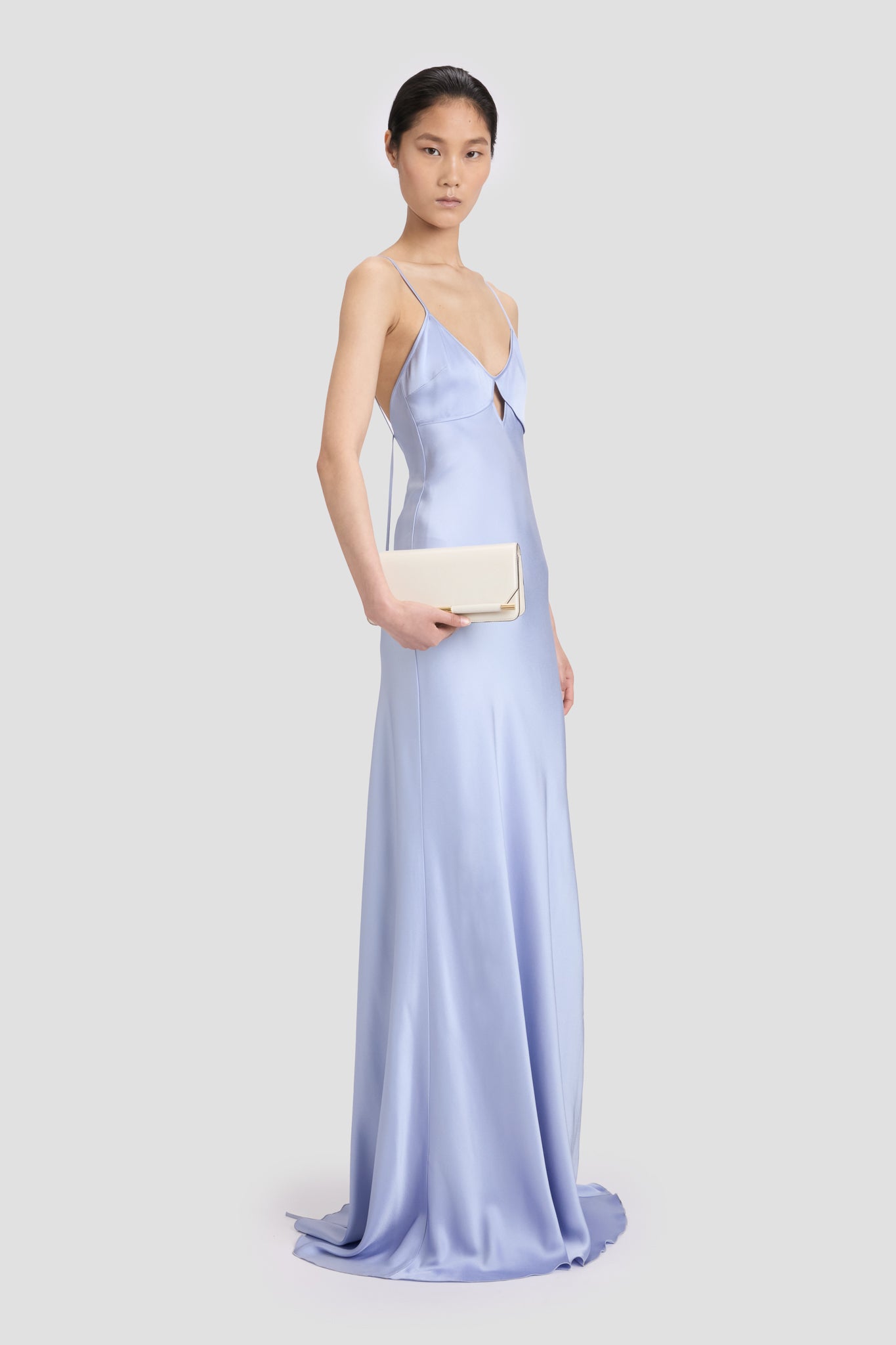 Cut-Out Cami Floor-Length Dress In Delphinium Blue