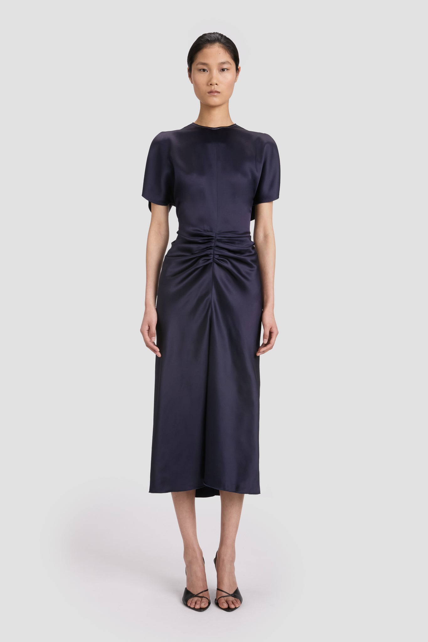 24AW new/Victoria Beckham ギャザーサテンミディドレス Dress 24AW new/Victoria Beckham ギャザーサテンミディドレス Dress