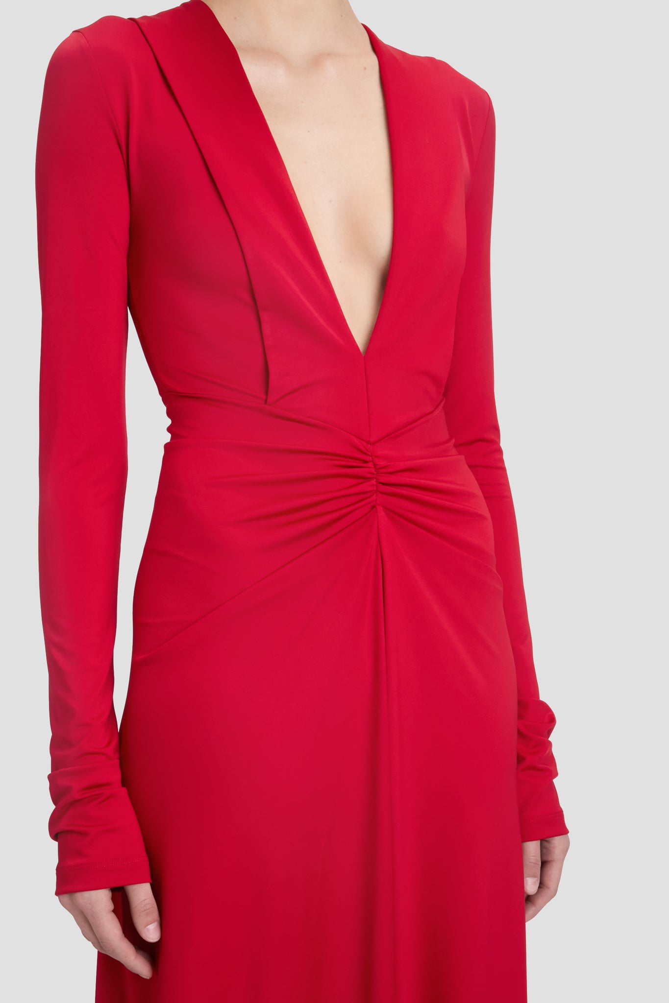 Deep V-Neck Gown In Rose