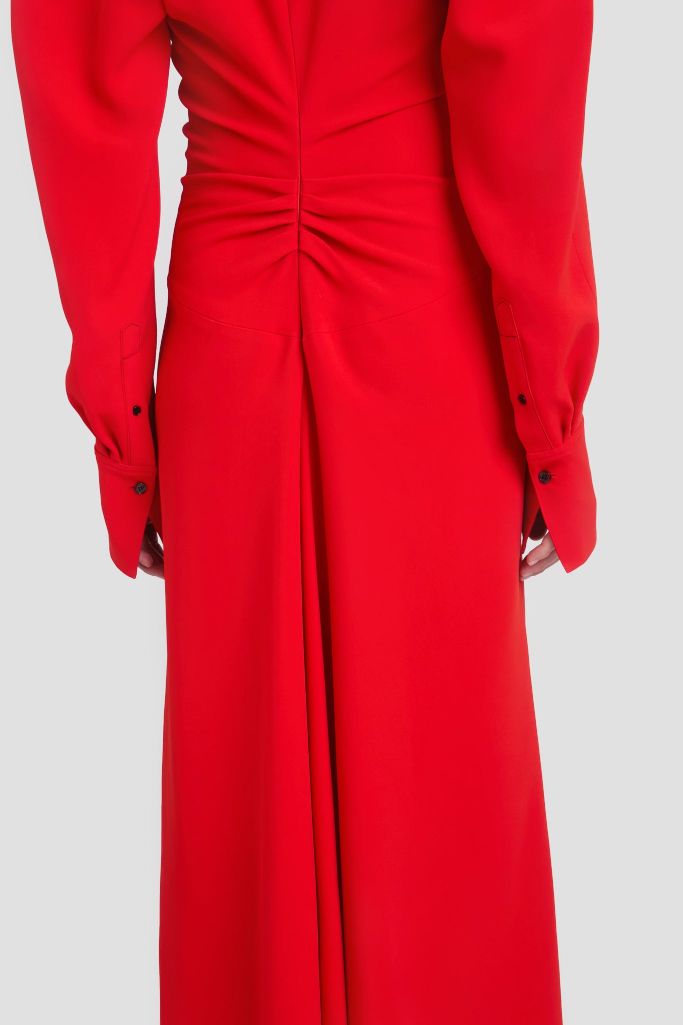 Polo Collar Midi Dress In Tomato Red
