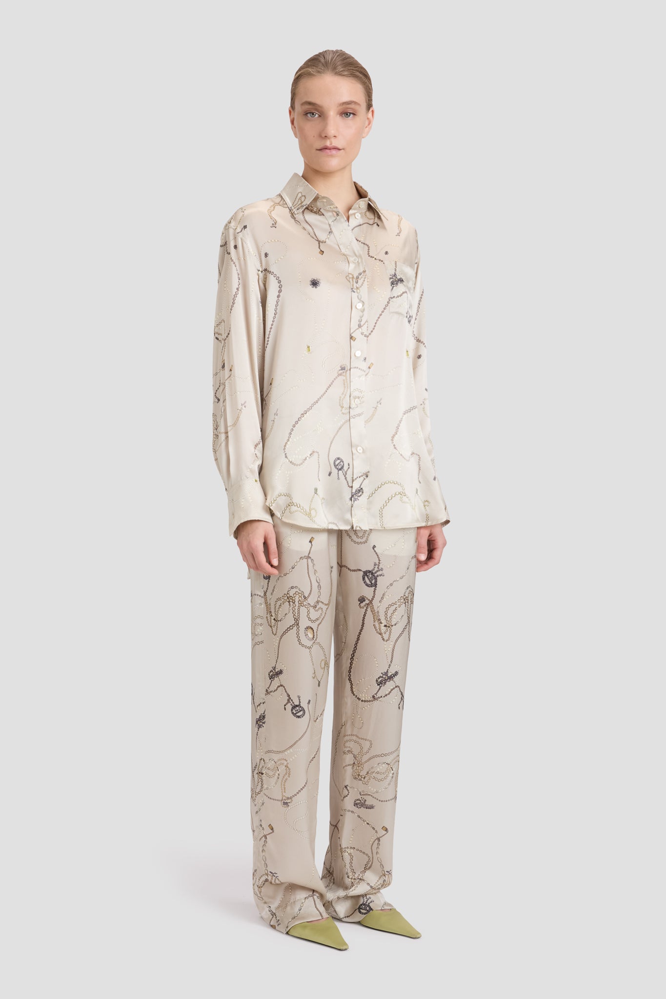 Pyjama Shirt In Pumice Jewellery Print