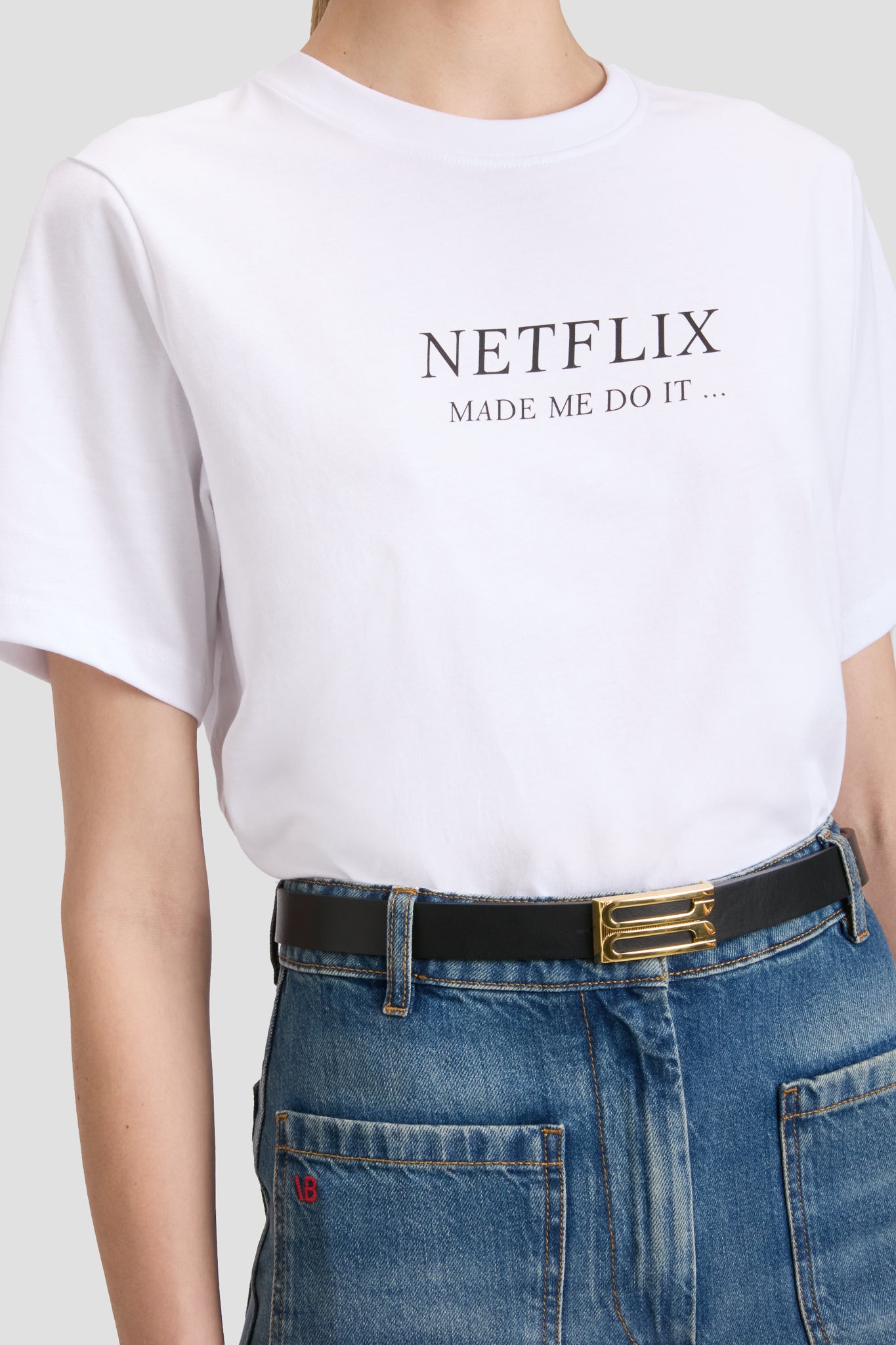 Netflix Made Me Do It' Slogan T-Shirt In White