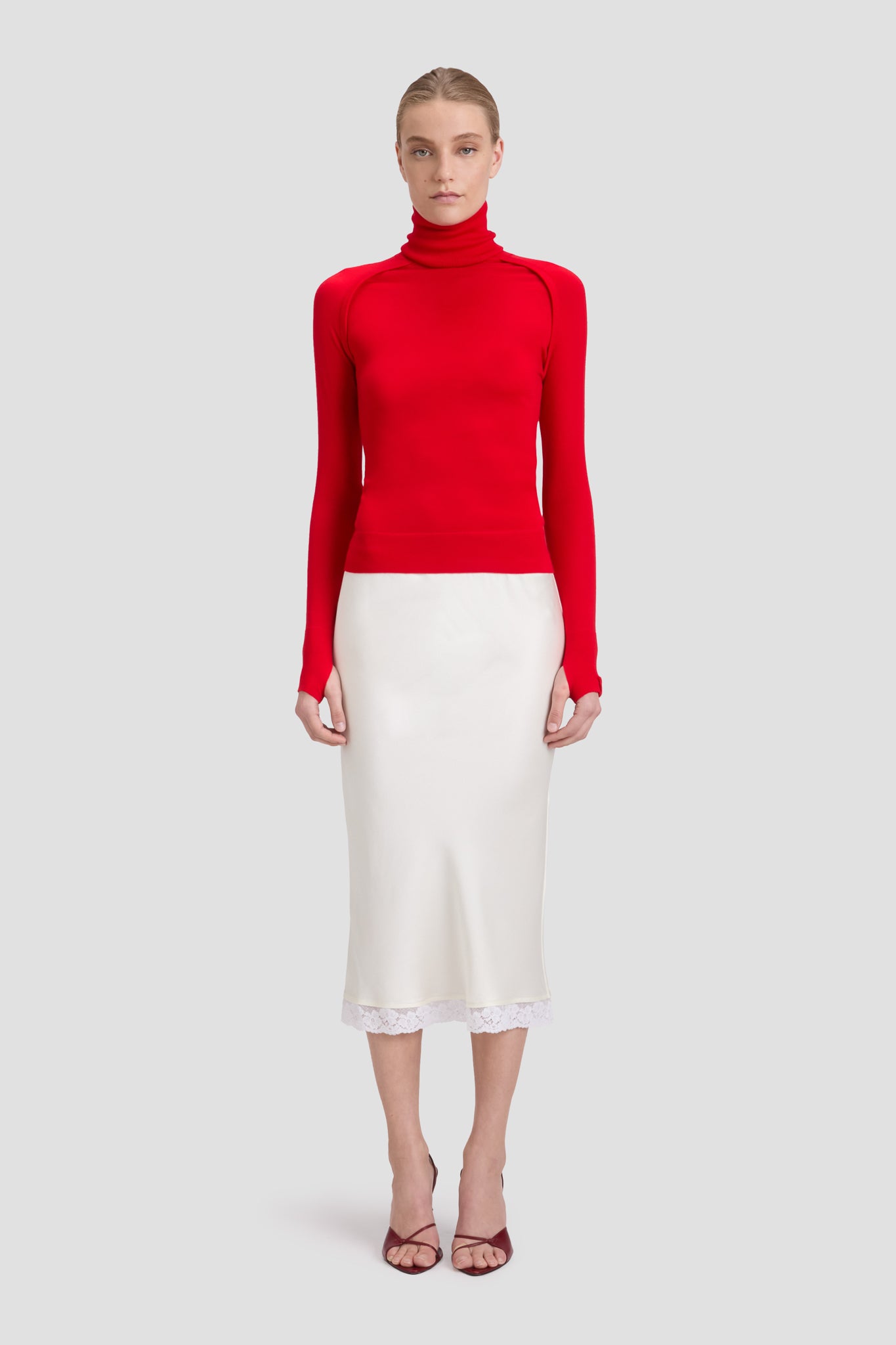 Lace Trim Slip Skirt In Ivory