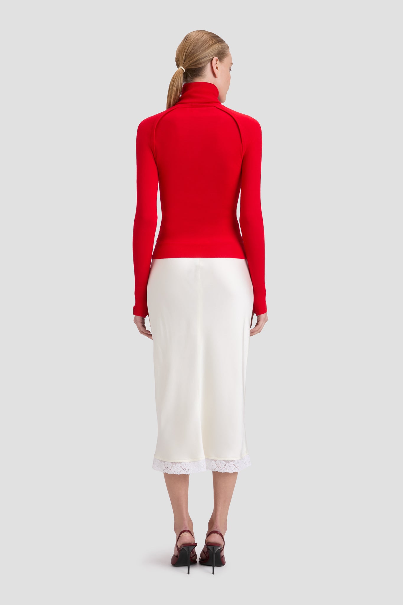 Lace Trim Slip Skirt In Ivory