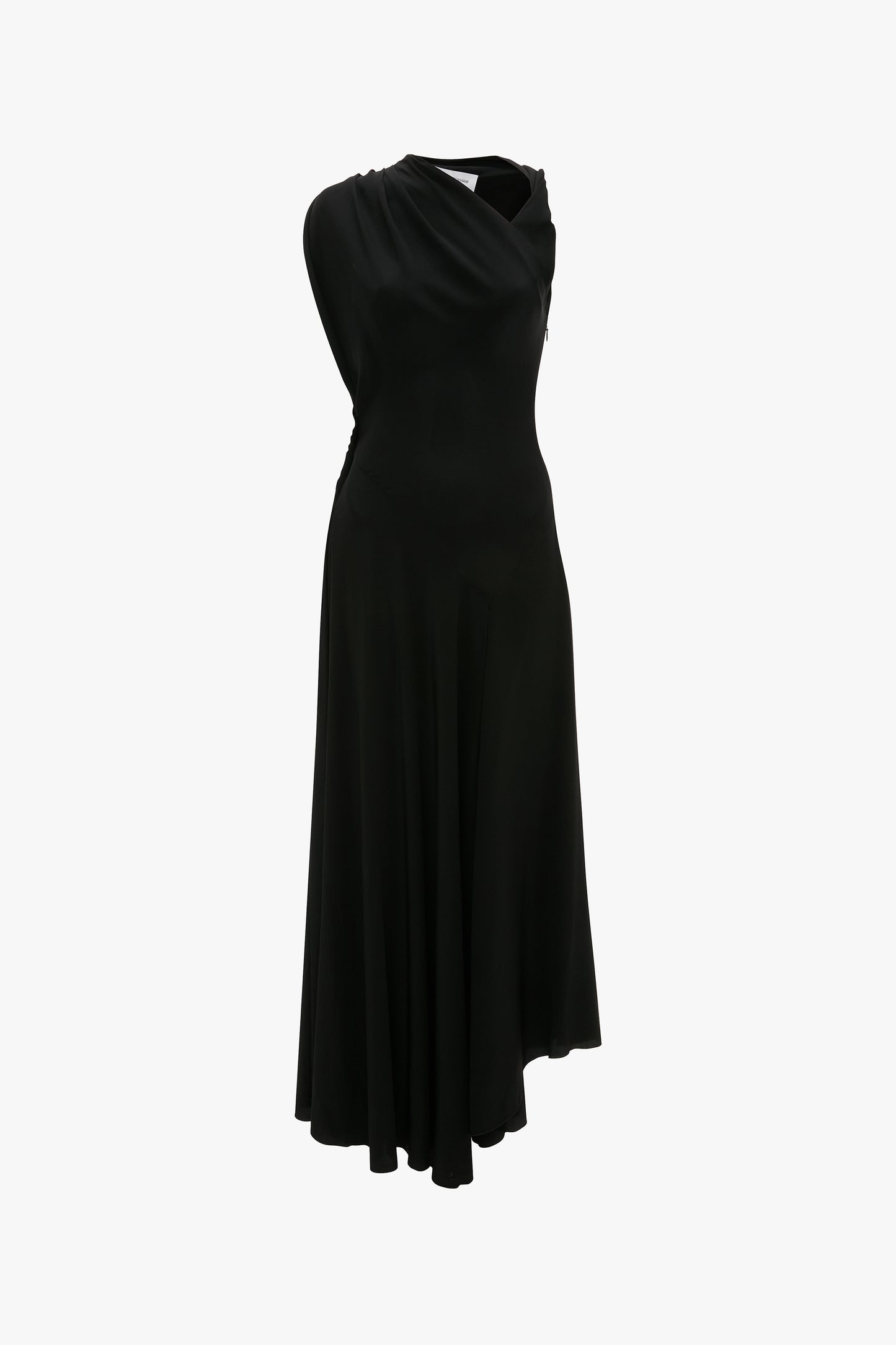 Draped Midi Dress In Black
