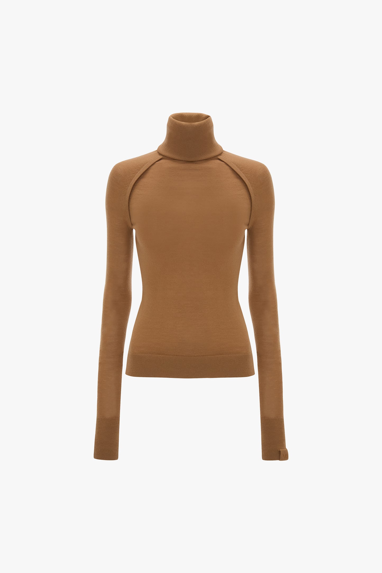 High Neck Jumper In Dark Camel