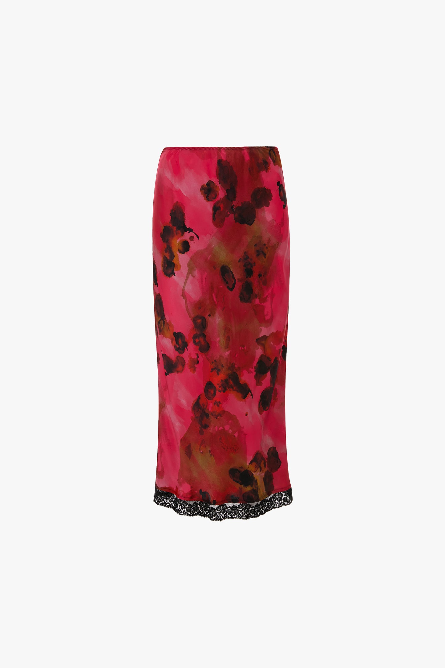 Lace Trim Slip Skirt In Raspberry Floral Print
