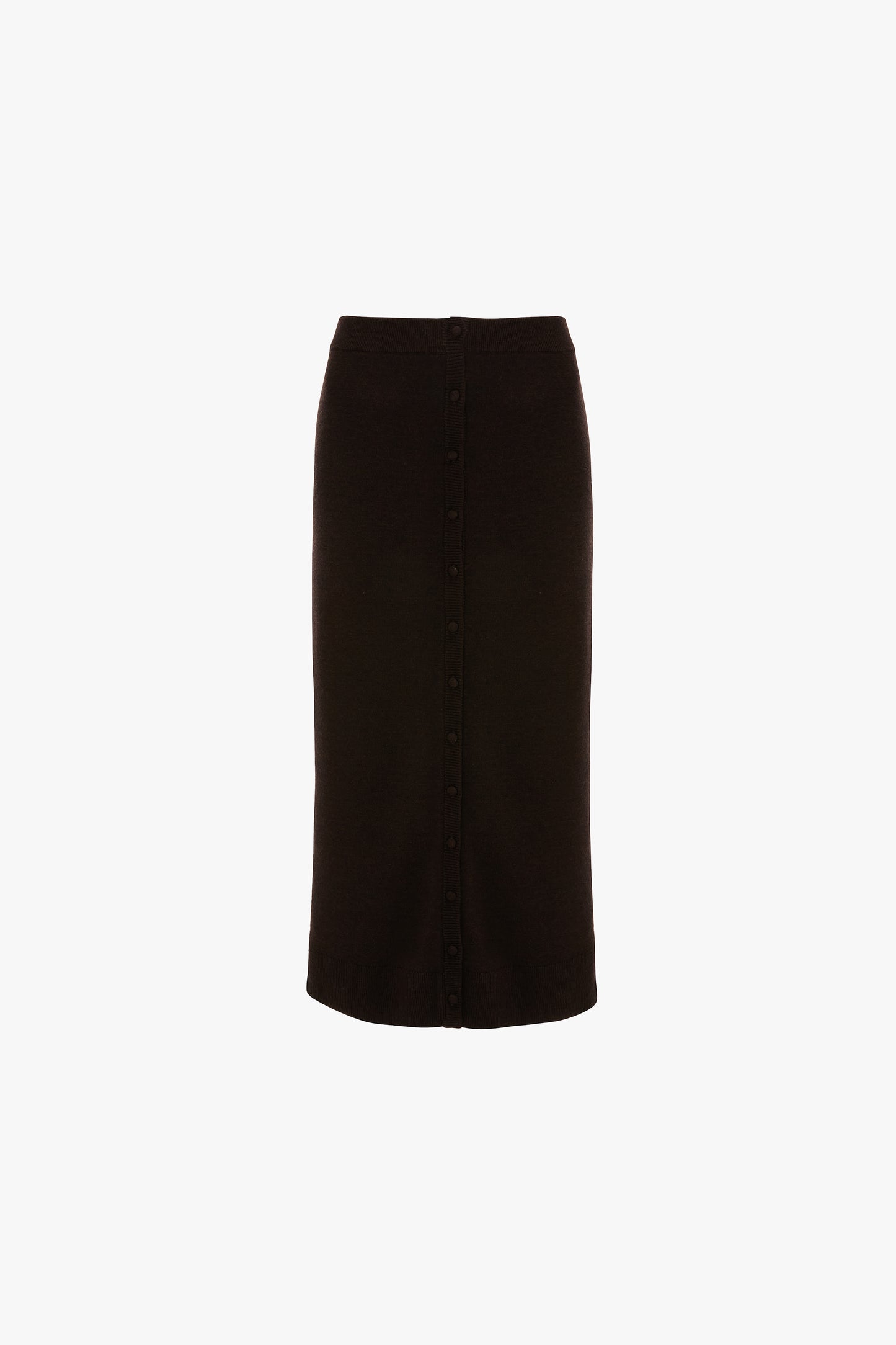 Button Midi Skirt In Dark Chocolate
