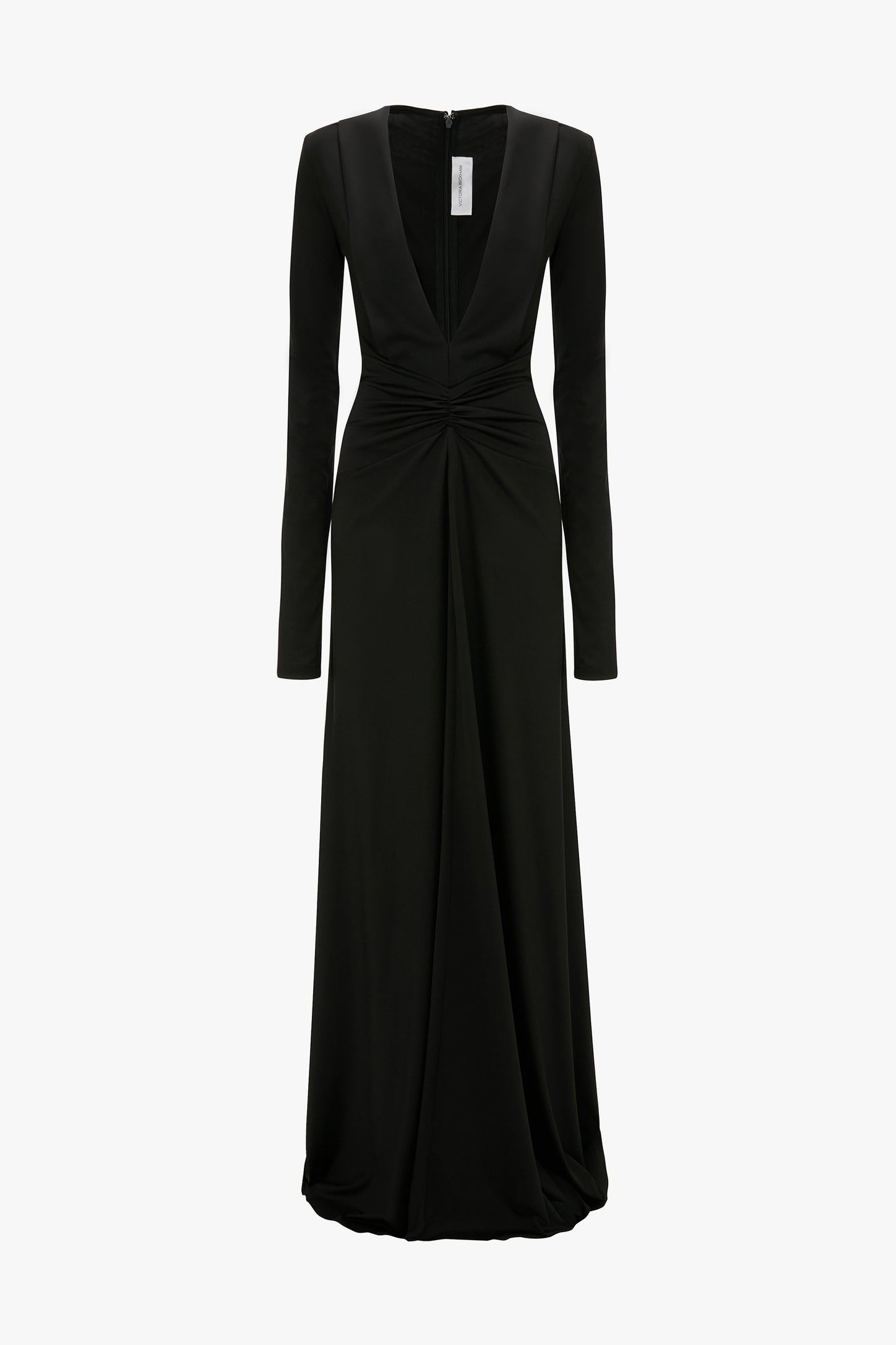 Deep V-Neck Gown In Black
