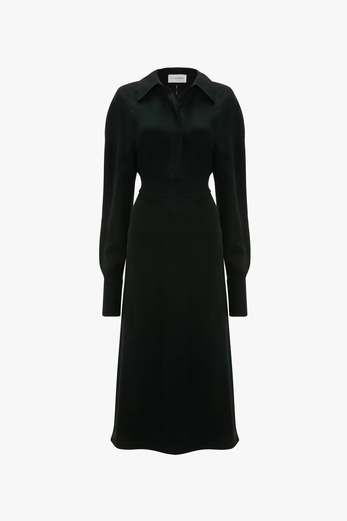 Polo Collar Midi Dress In Black
