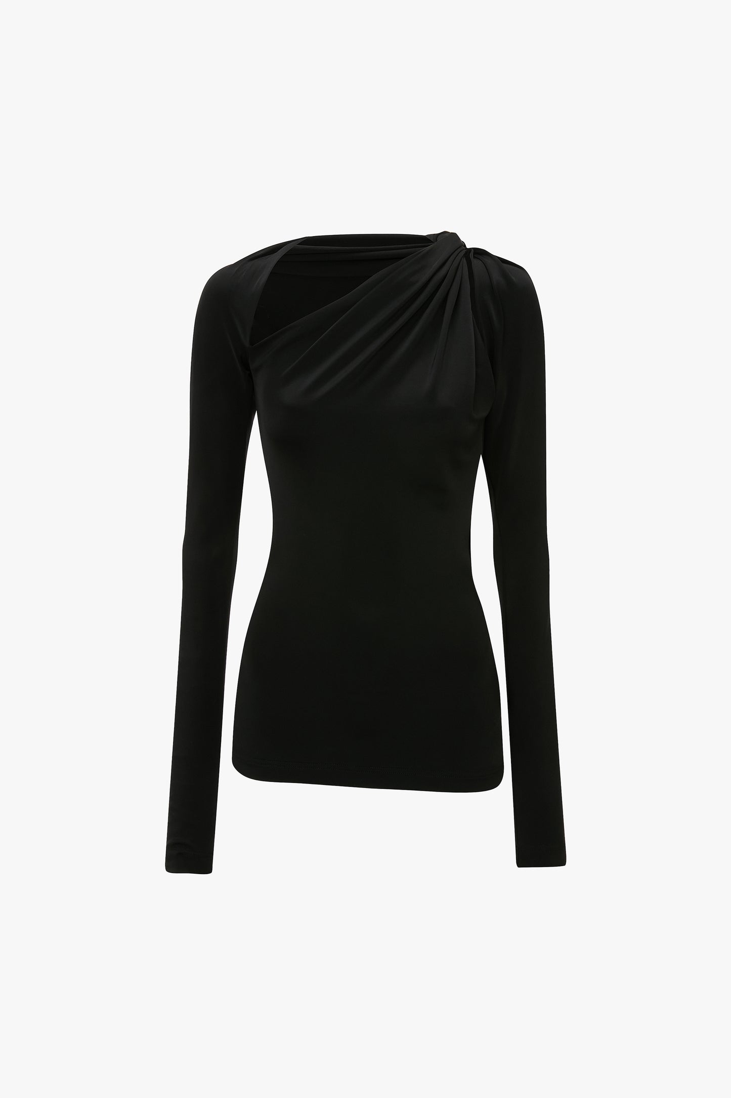 Slash Neck Jersey Top In Black