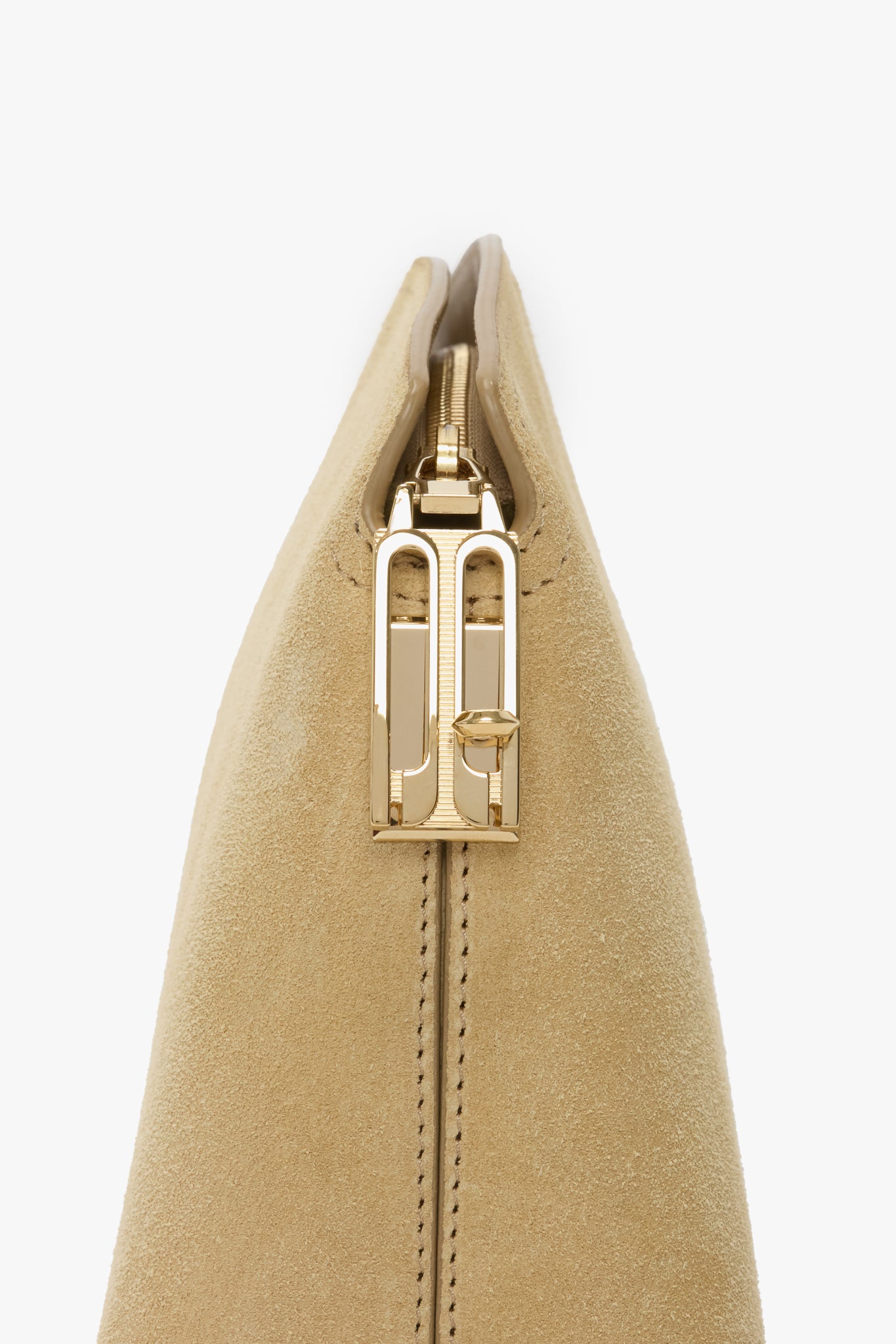 Victoria Clutch Bag In Sand Suede