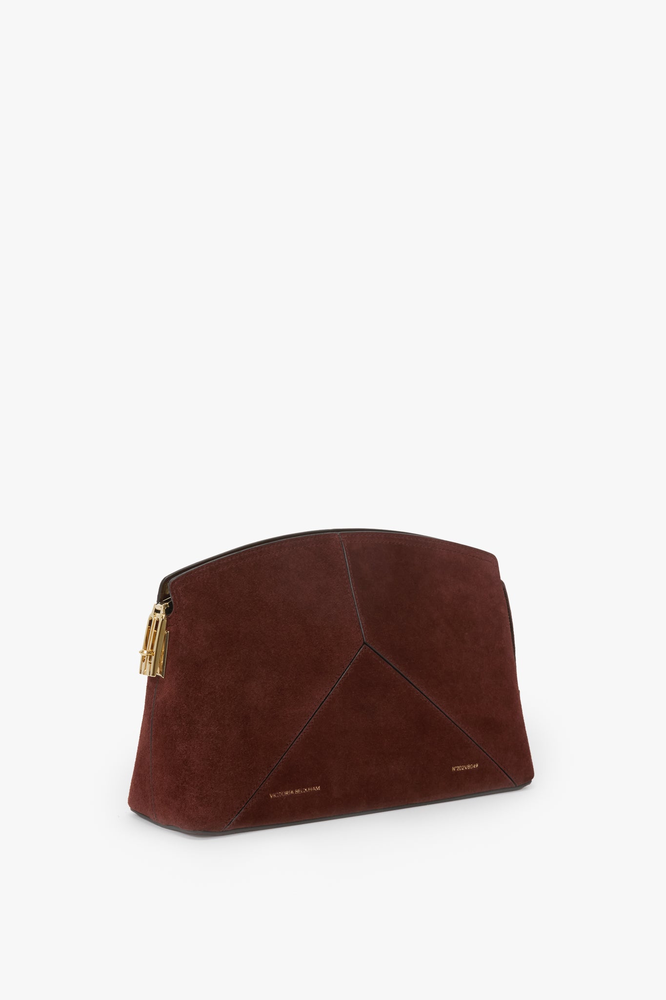 Victoria Clutch Bag In Dark Brown Suede