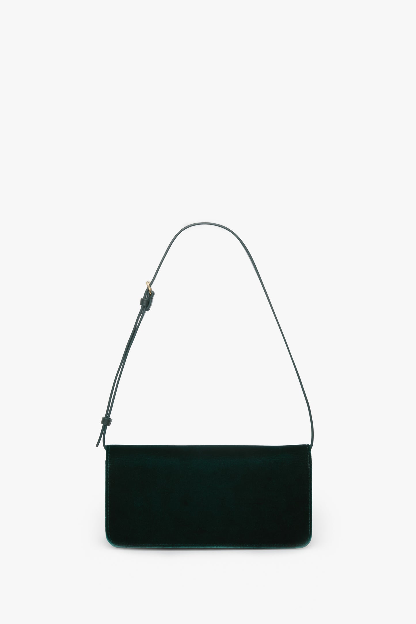 202 Clutch Bag With Strap In Dark Green Velvet