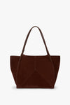 Large Victoria Tote Bag In Dark Brown Suede