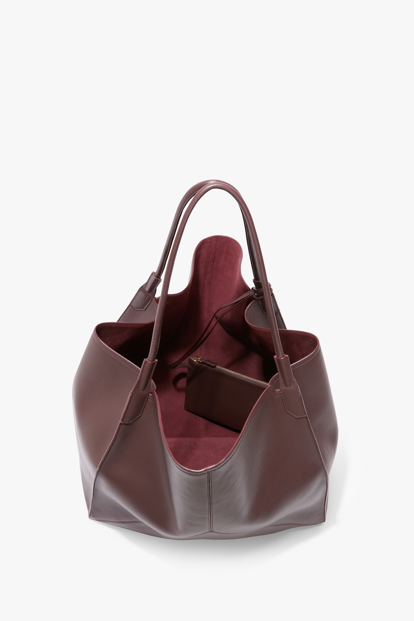Victoria Travel Tote Bag In Burgundy Leather