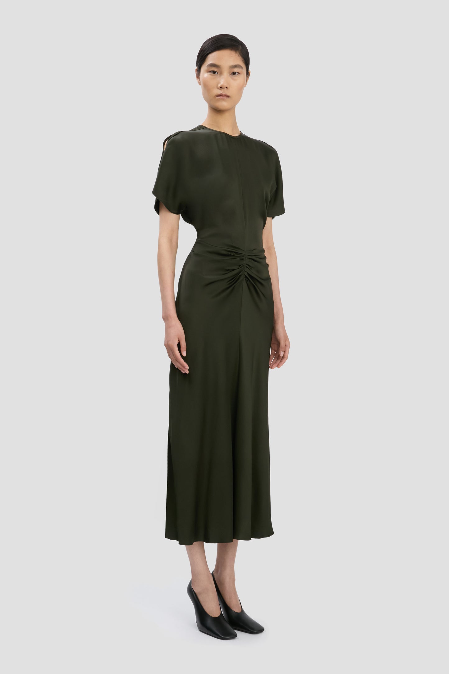 Bela Midi Dress In Dark Olive