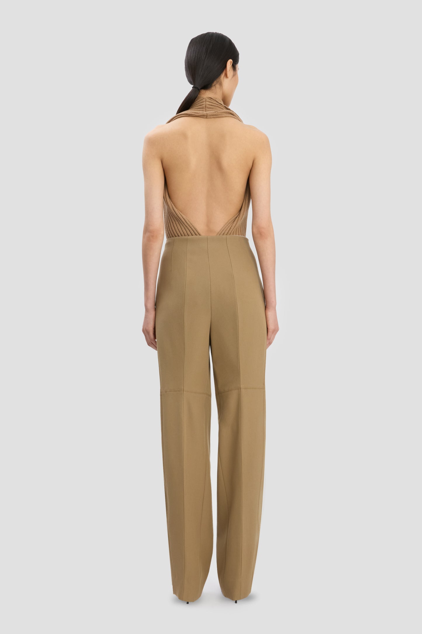 Sculptural Leg Trouser In Dark Camel