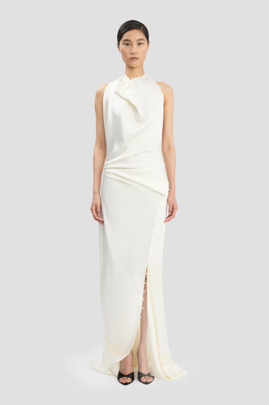 Draped Gown In Ivory