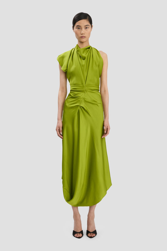 Backless Scarf Midi Dress In Parakeet