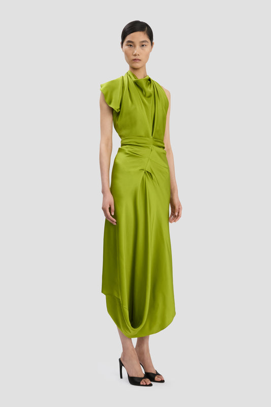 Backless Scarf Midi Dress In Parakeet