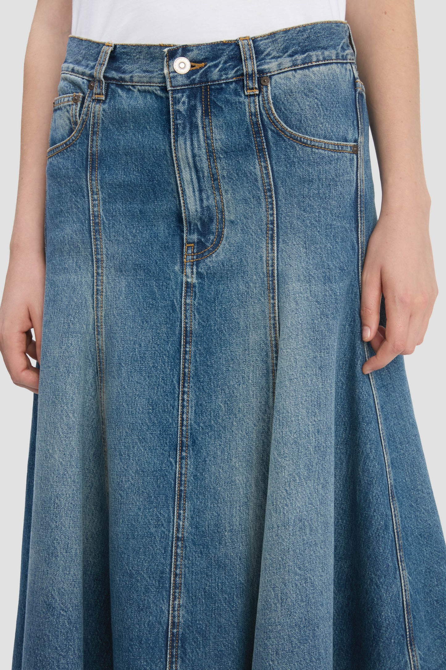 Panelled Skirt In Classic Blue Wash