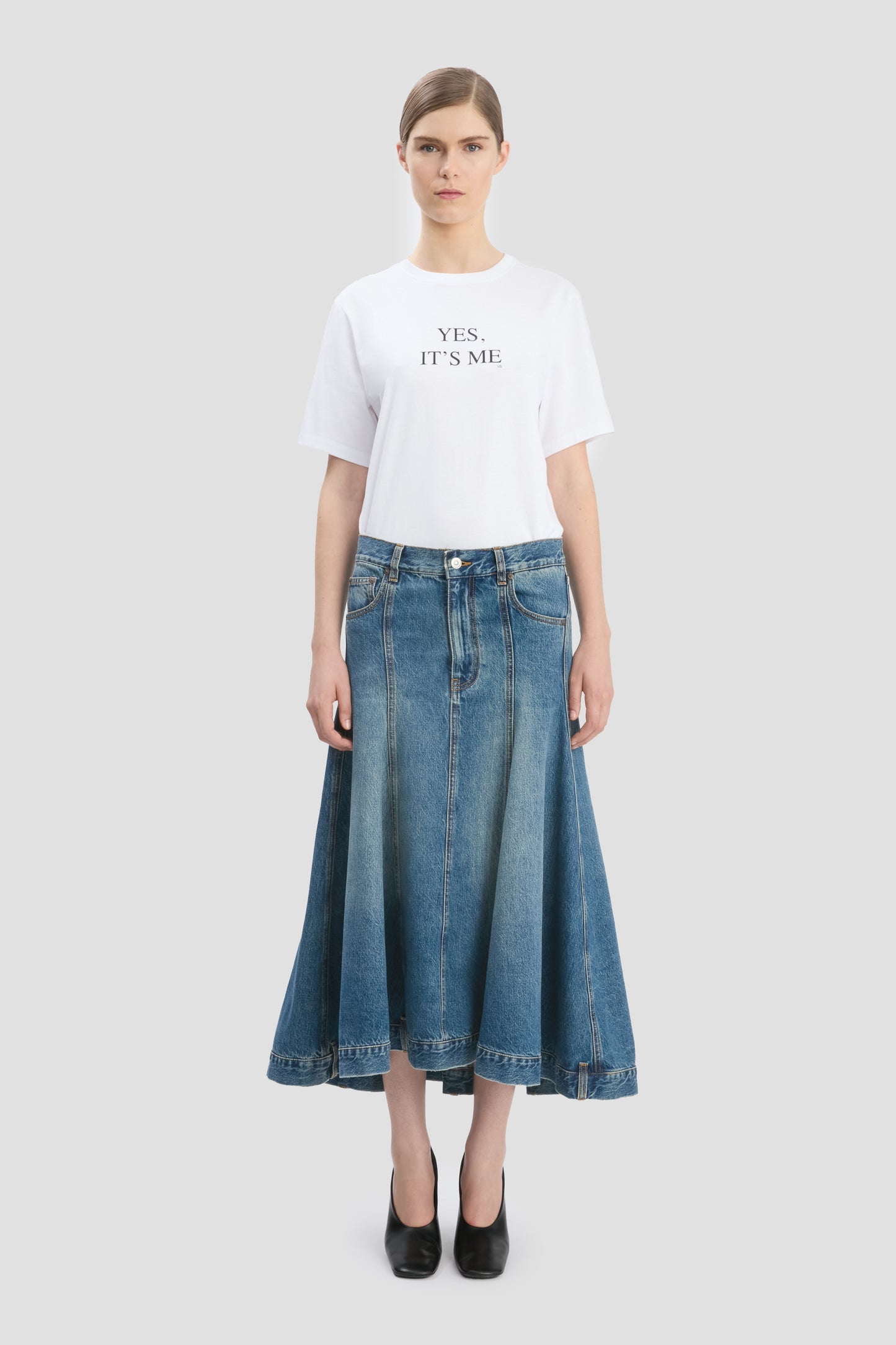 Panelled Skirt In Classic Blue Wash